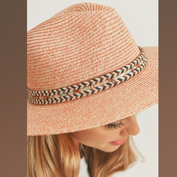 Blush Pink Braided Band Panama Hat main image 7